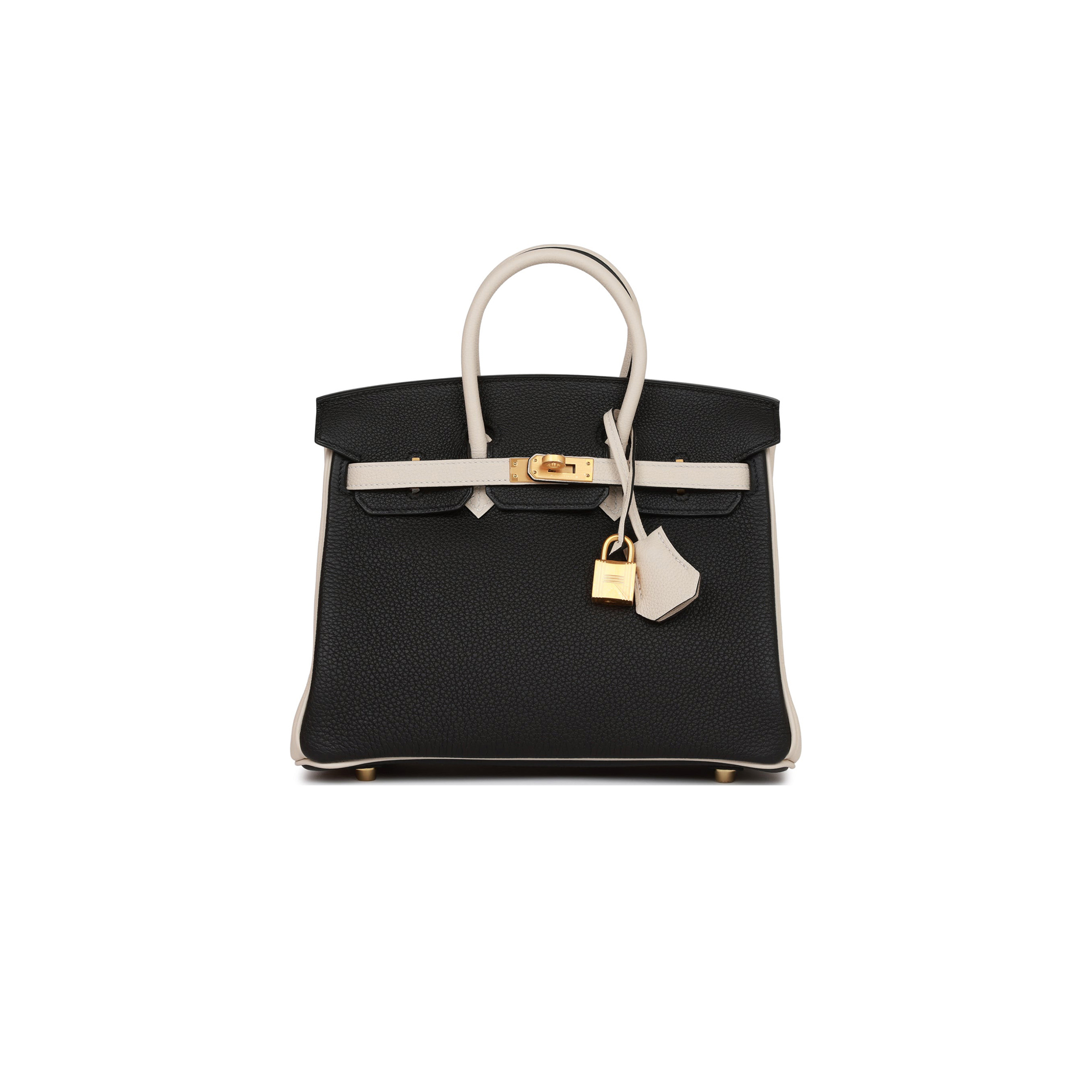 HERMÈS MASTER BIRKIN 25 TOGO LEATHER BLACK AND WHITE PANDA COLOR MATCHING GOLD BUCKLE BAG 4212717702 (25*20*13cm)